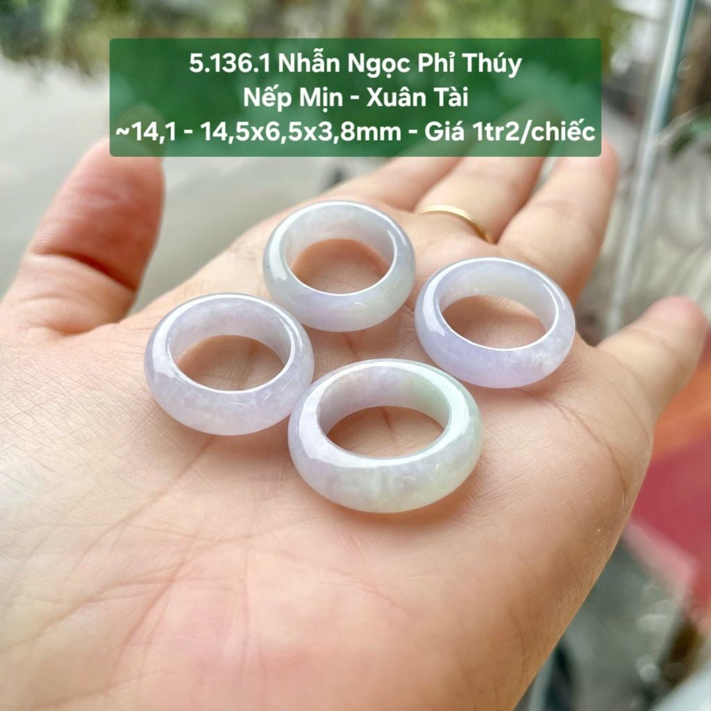 Nhẫn Ngọc Phỉ Thúy Nếp Mịn - Xuân Tài ~14,1- 14,5x6,5x3,8mm 5.136.1