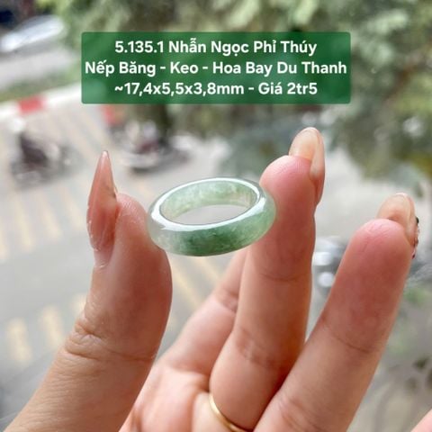 Nhẫn Ngọc Phỉ Thúy Nếp Băng - Keo - Hoa Bay Du Thanh ~17,4x5,5x3,8mm 5.135.1