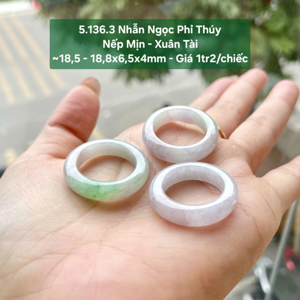 Nhẫn Ngọc Phỉ Thúy Nếp Mịn - Xuân Tài ~18,5 - 18,8x6,5x4mm 5.136.3