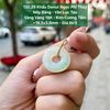 Khấu Donut Ngọc Phỉ Thúy Nếp Băng Vân Lục Táo - Vàng Vàng 18K - Kim Cương Tấm ~19,5x3,8mm 130.29