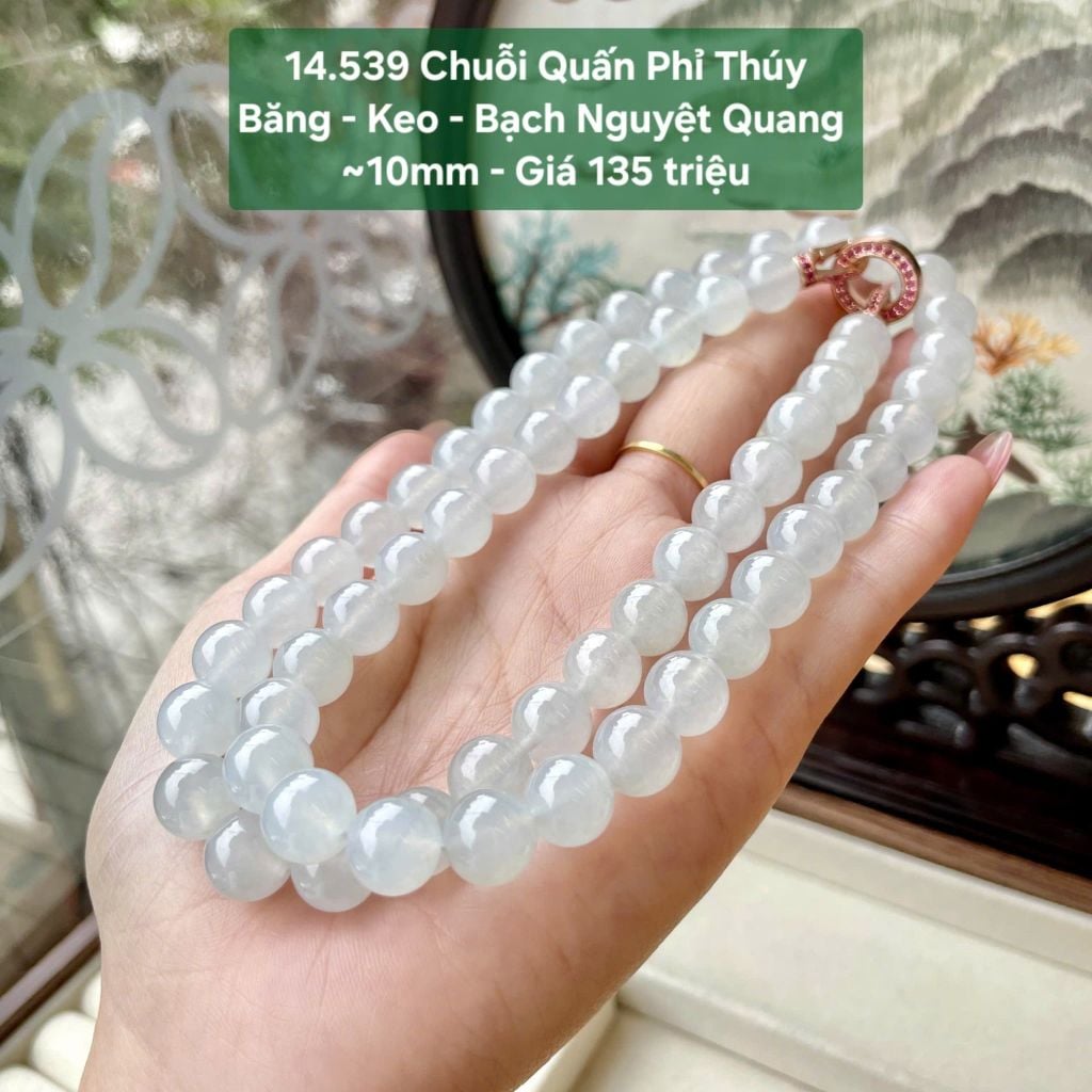 Chuỗi Quấn Phỉ Thúy Băng - Keo - Bạch Nguyệt Quang ~10mm 14.539
