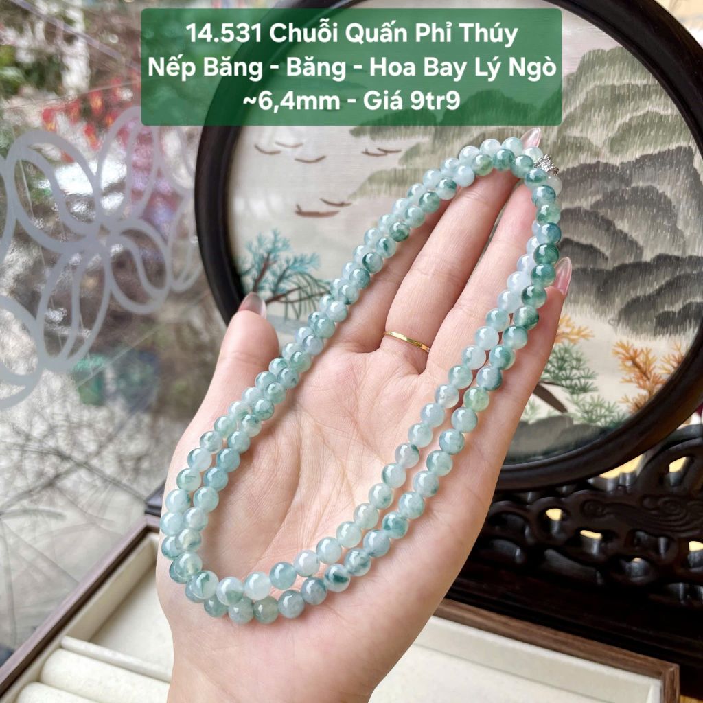 Chuỗi Quấn Phỉ Thúy Nếp Băng - Băng - Hoa Bay Lý Ngò ~6,4mm 14.531