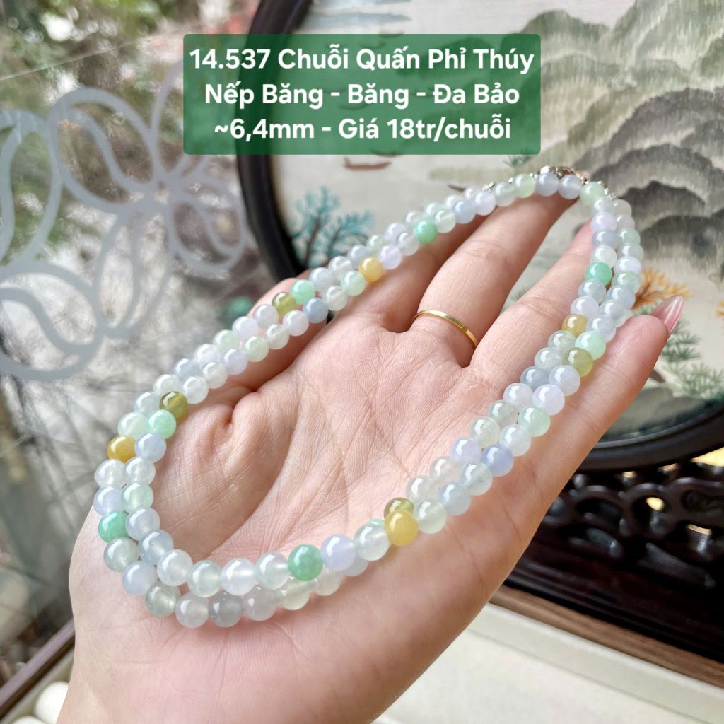 Chuỗi Quấn Phỉ Thúy Nếp Băng - Băng - Đa Bảo ~6,4mm 14.537