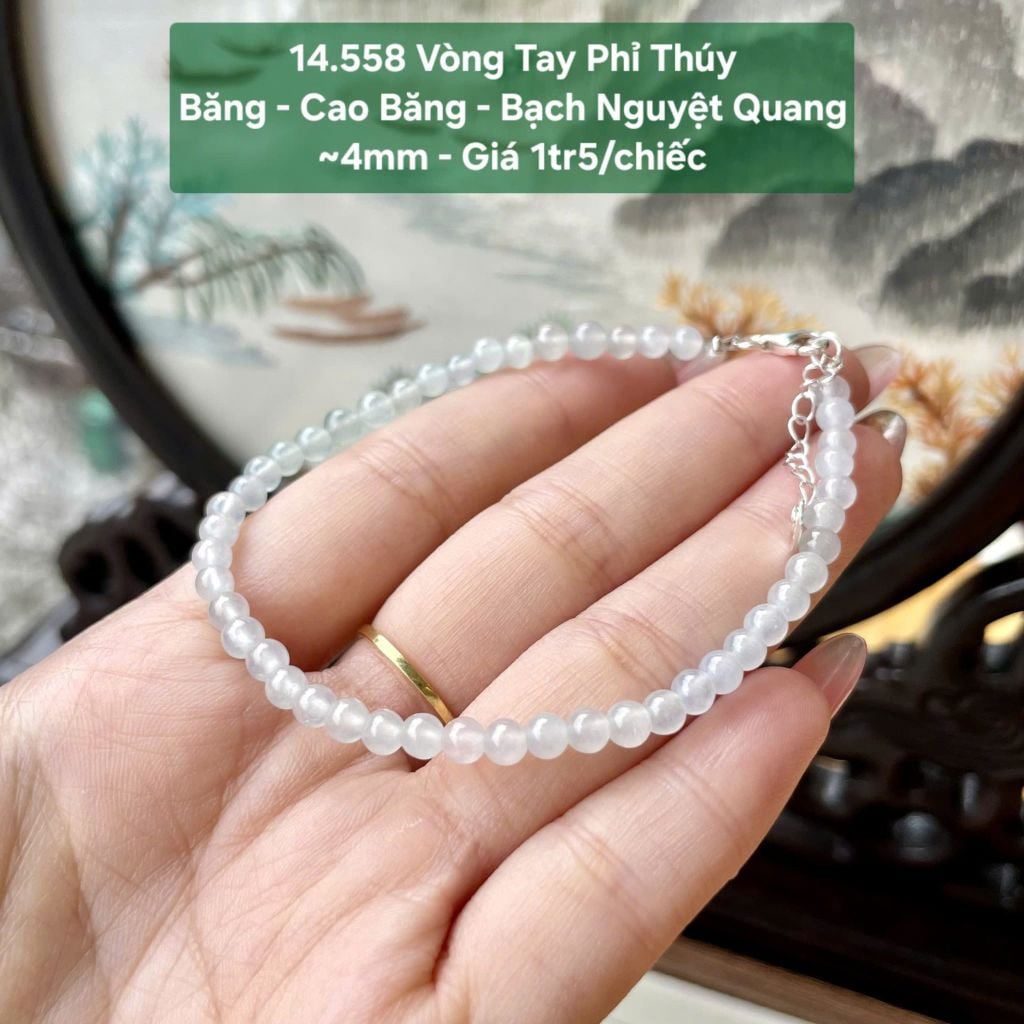 Vòng Tay Phỉ Thúy Băng - Cao Băng Bạch Nguyệt Quang ~4mm 14.558
