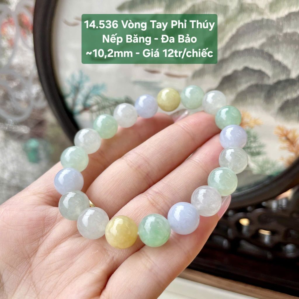 Vòng Tay Phỉ Thúy Nếp Băng - Đa Bảo ~10,2mm 14.536