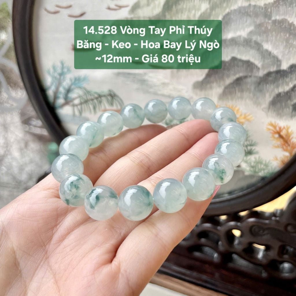 Vòng Tay Phỉ Thúy Băng - Keo - Hoa Bay Lý Ngò - ~12mm 14.528