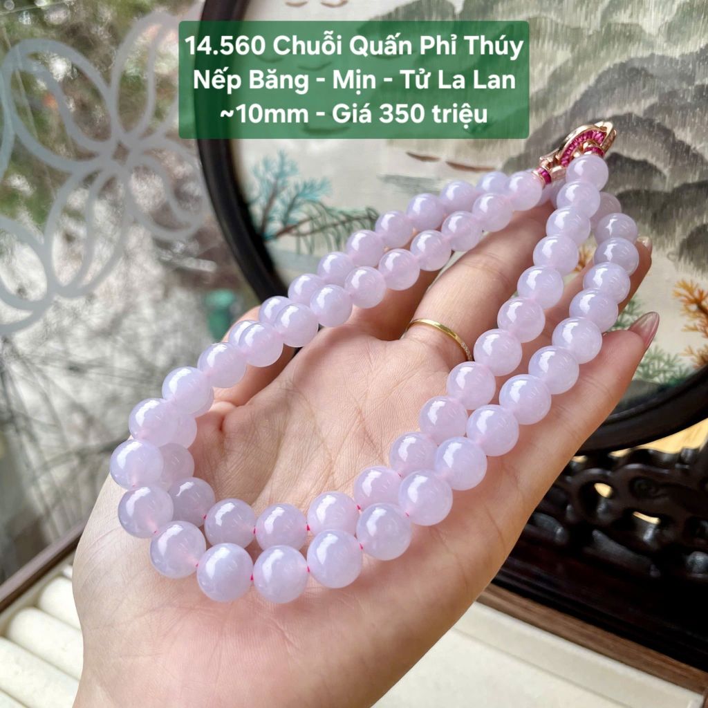 Chuỗi Quấn Phỉ Thúy Nếp Băng - Min - Tử La Lan ~10mm 14.560