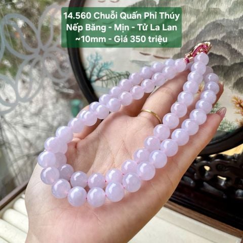 Chuỗi Quấn Phỉ Thúy Nếp Băng - Min - Tử La Lan ~10mm 14.560