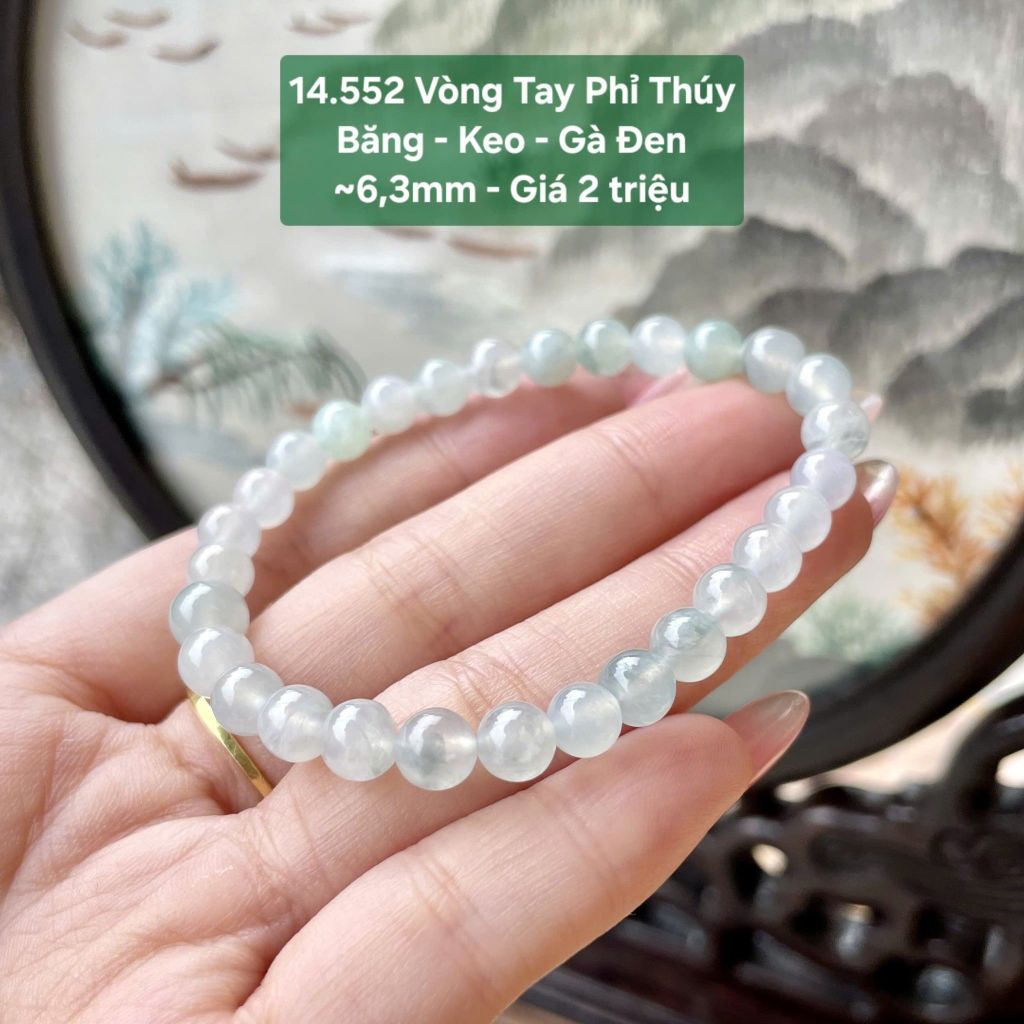 Vòng Tay Phỉ Thúy Băng - Keo - Gà Đen ~6,3mm 14.552