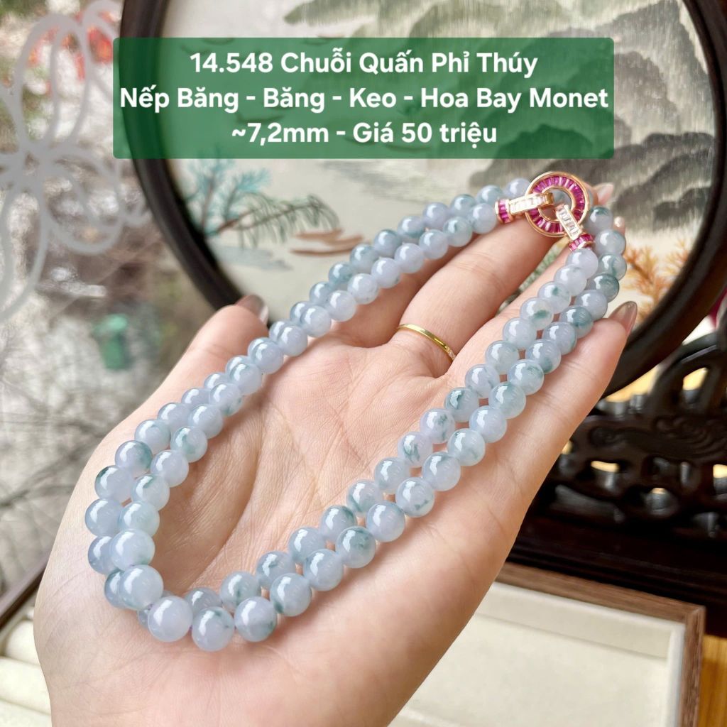 Chuỗi Quấn Phỉ Thúy Nếp Băng - Băng - Keo Hoa Bay Monet ~7,2mm 14.548