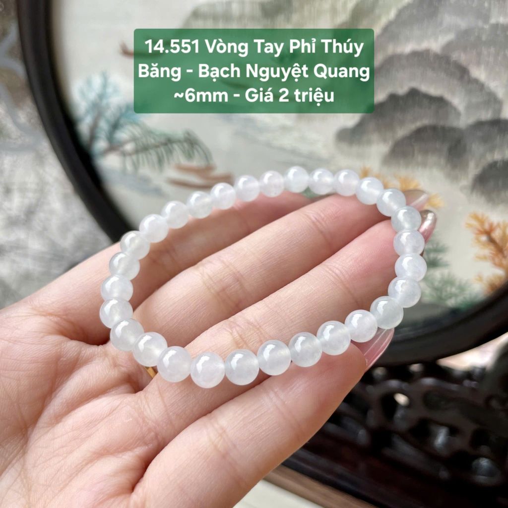 Vòng Tay Phỉ Thúy Băng - Bạch Nguyệt Quang ~6mm 14.551