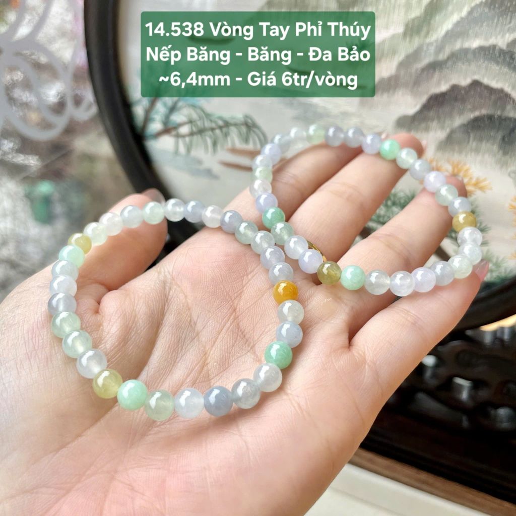 Vòng Tay Phỉ Thúy Nếp Băng - Băng Đa Bảo ~6,4mm 14.538