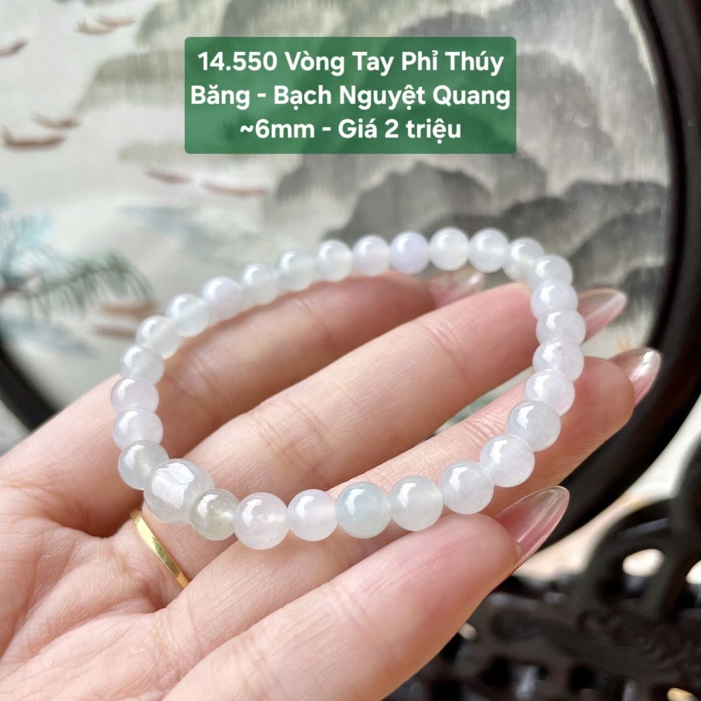 Vòng Tay Phỉ Thúy Băng - Bạch Nguyệt Quang ~6mm 14.550