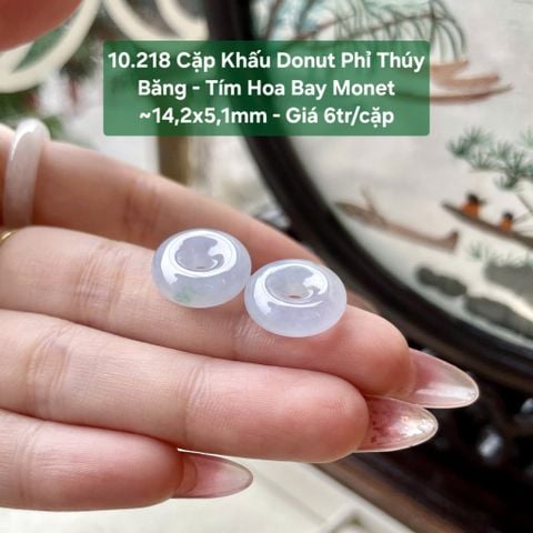 Cặp Khấu Donut Phỉ Thúy Băng Tím Hoa Bay Monet - ~14,2x5,1mm 10.218