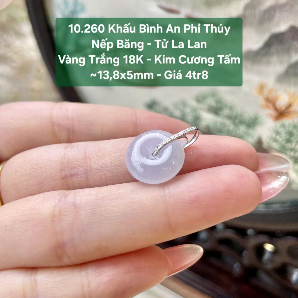 Khấu Bình An Phỉ Thúy Nếp Băng Tử La Lan - VT18 KC tấm ~13,8x5mm 10.260