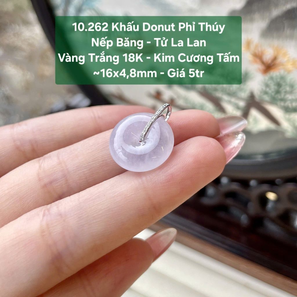 Khấu Donut Phỉ Thúy Nếp Băng - Tử La Lan VT18 - KC tấm ~16x4,8mm 10.262