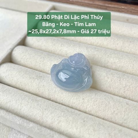 Phật Di Lặc Phỉ Thúy Băng - Keo Tím Lam ~25,8x27,2x7,8mm 29.80