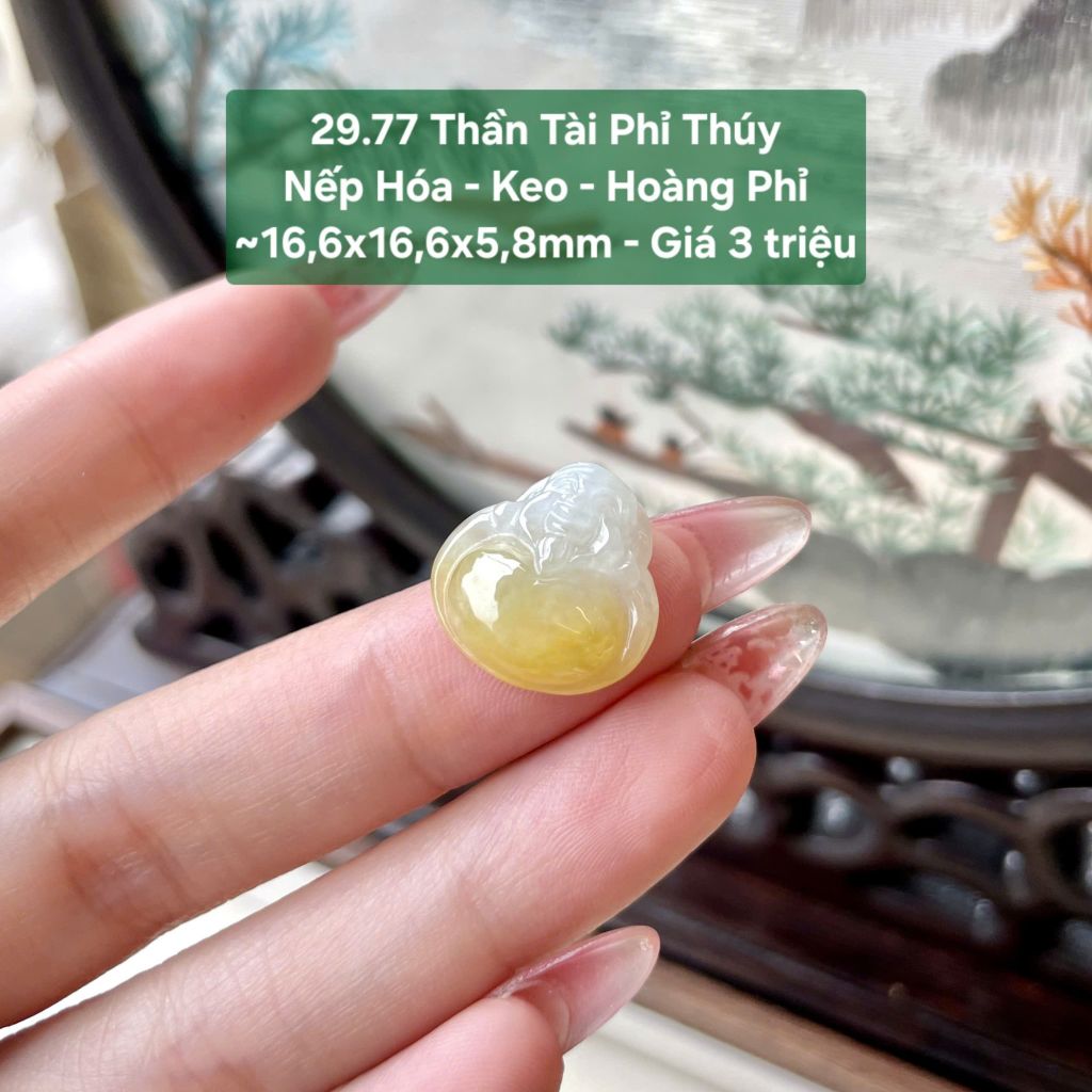 Thần Tài Phỉ Thúy Nếp Hóa - Keo - Hoàng Phỉ ~16,6x16,6x5,8mm 29.77