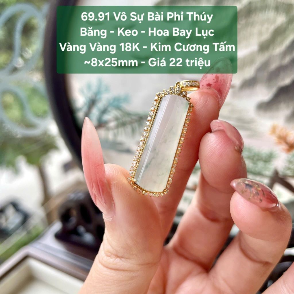 Vô Sự Bài Phỉ Thúy Băng - Keo - Hoa Bay Lục VV18 KC tấm ~8x25mm 69.91