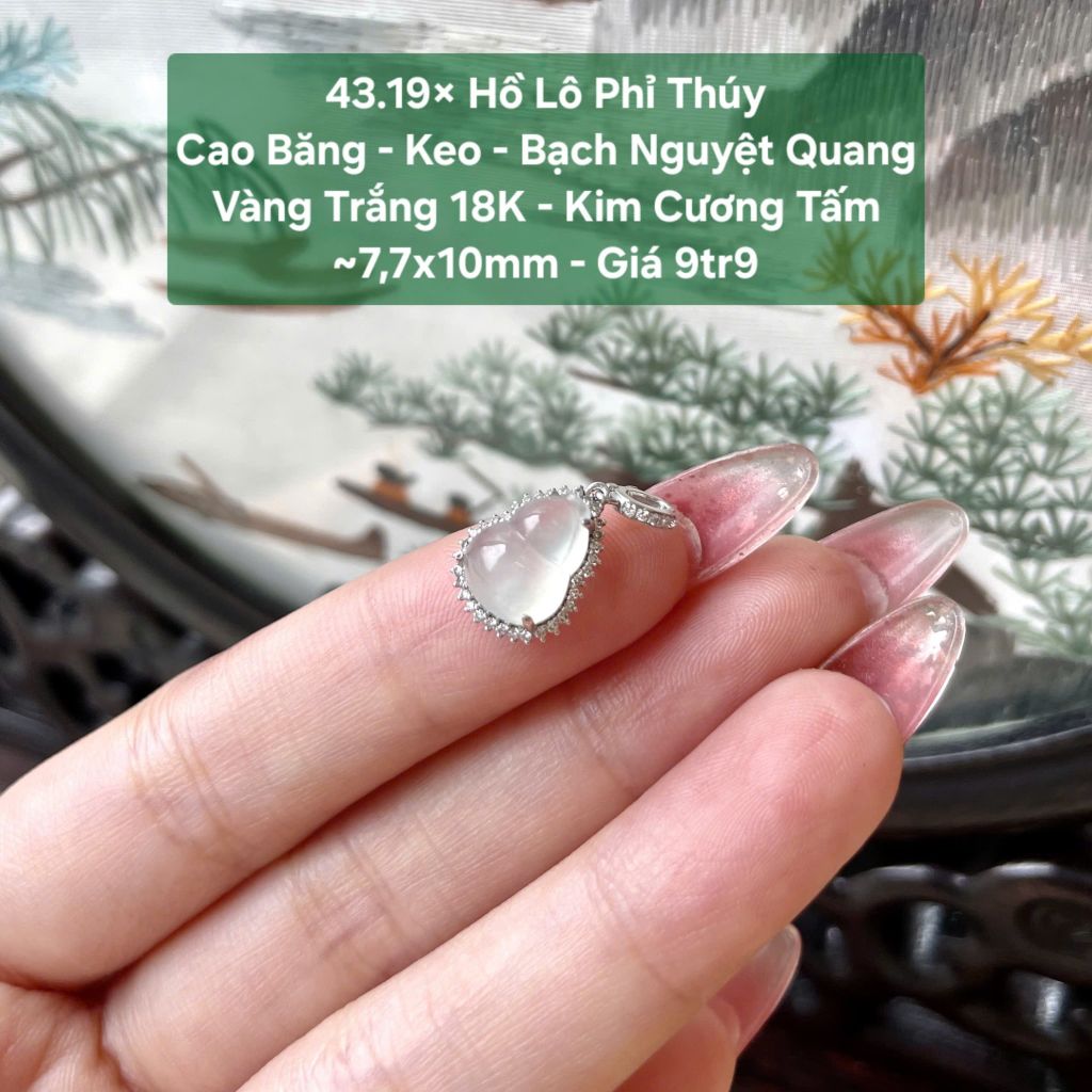 Hồ Lô Phỉ Thúy Cao Băng Keo Bạch Nguyệt Quang - VT18 KC tấm ~7,7x10mm 43.19x