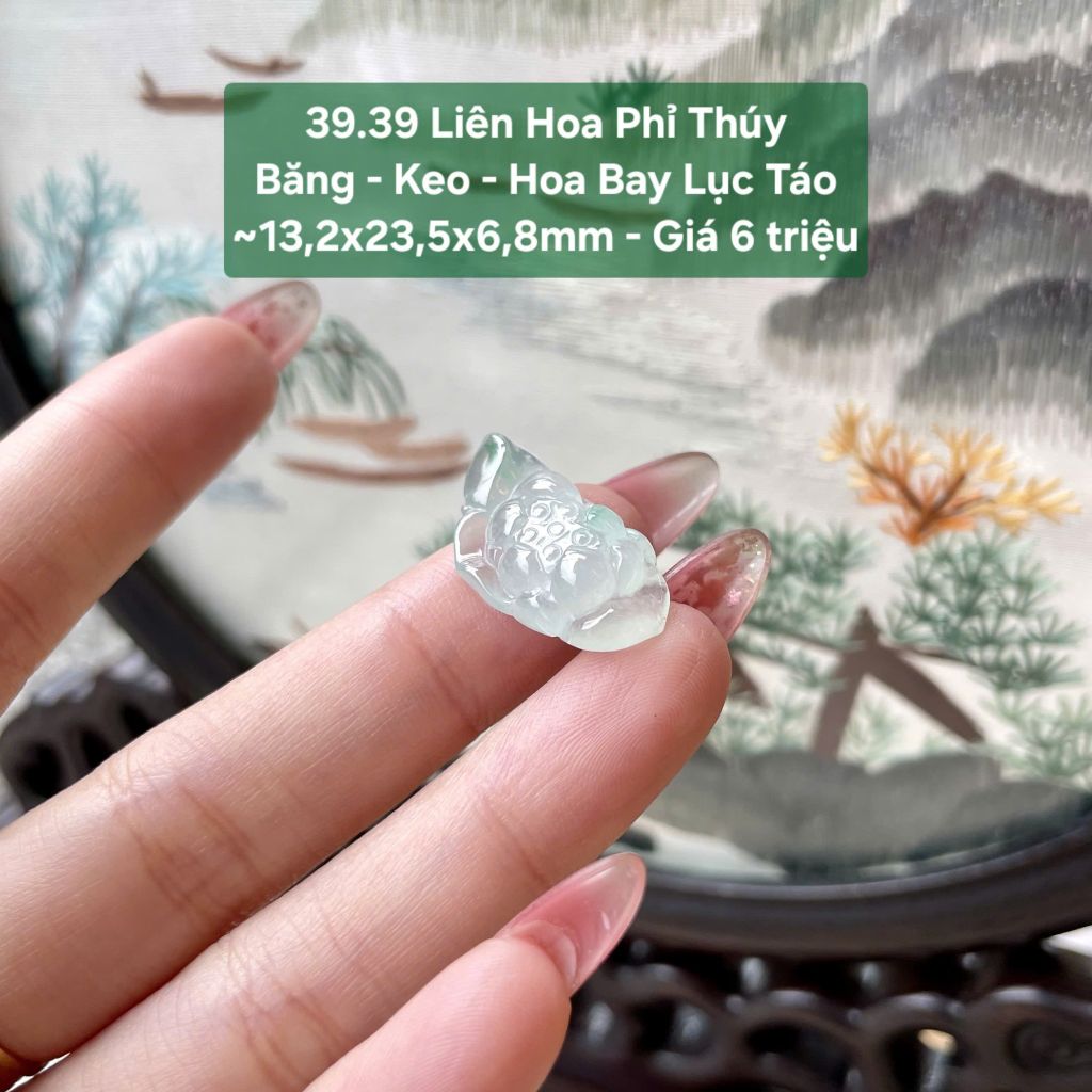 Liên Hoa Phỉ Thúy Băng - Keo - Hoa Bay Lục Táo ~13,2x23,5x6,8mm 39.39