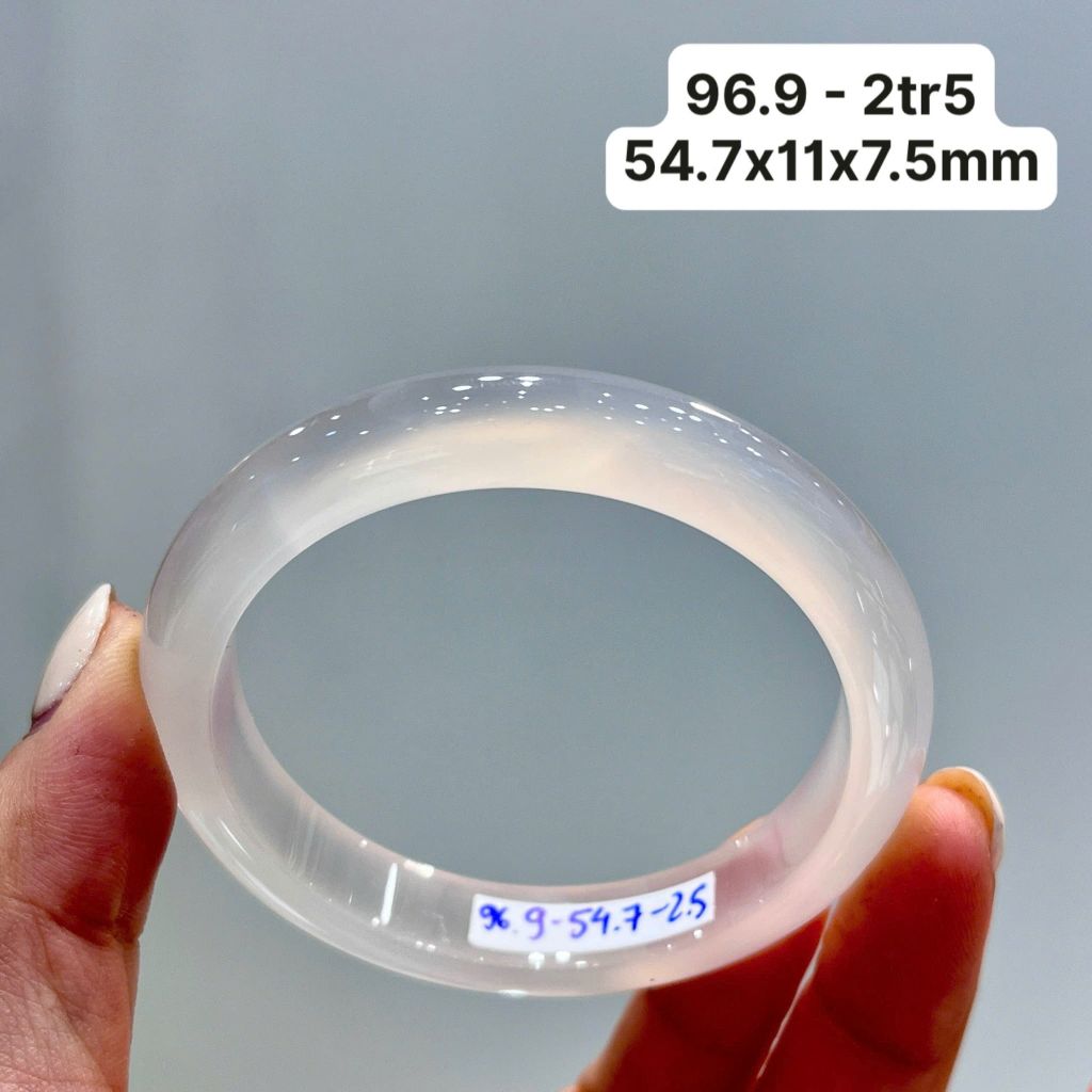Vòng Hẹ Ngọc Tuỷ Chalcedony Bạch Nguyệt Quang 54.7x11x7.5mm 96.9