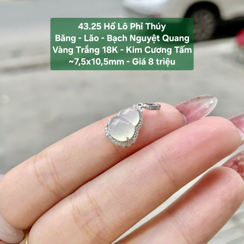 Hồ Lô Phỉ Thúy Băng Lão Bạch Nguyệt Quang - VT18k - KC tấm ~7,5x10,5mm 43.25