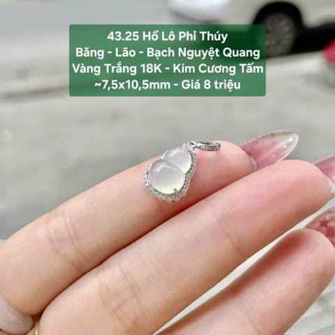 Hồ Lô Phỉ Thúy Băng Lão Bạch Nguyệt Quang - VT18k - KC tấm ~7,5x10,5mm 43.25