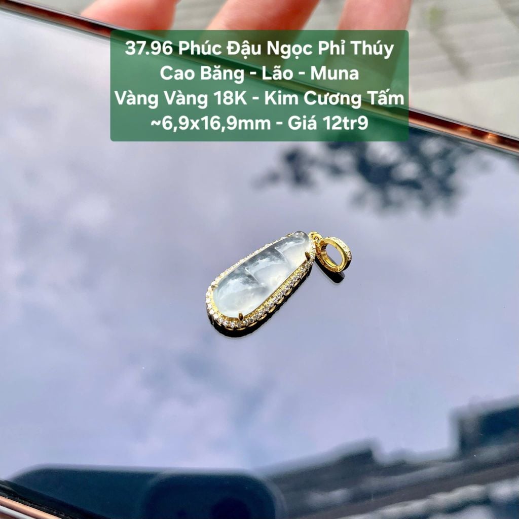 Phúc Đậu Ngọc Phỉ Thúy Cao Băng - Lão Muna - VV18k - KC Tấm ~6,9x16,9mm 37.96