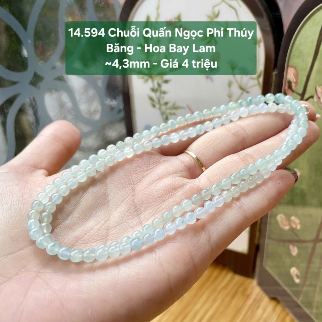 Chuỗi Quấn Ngọc Phỉ Thúy Băng - Hoa Bay Lam ~4,3mm 14.594
