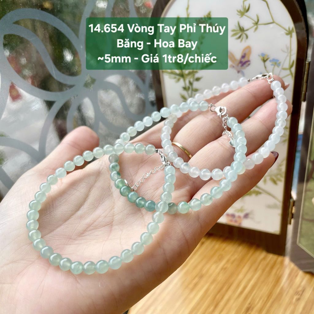 Vòng Tay Phỉ Thúy Băng - Hoa Bay ~5mm 14.654