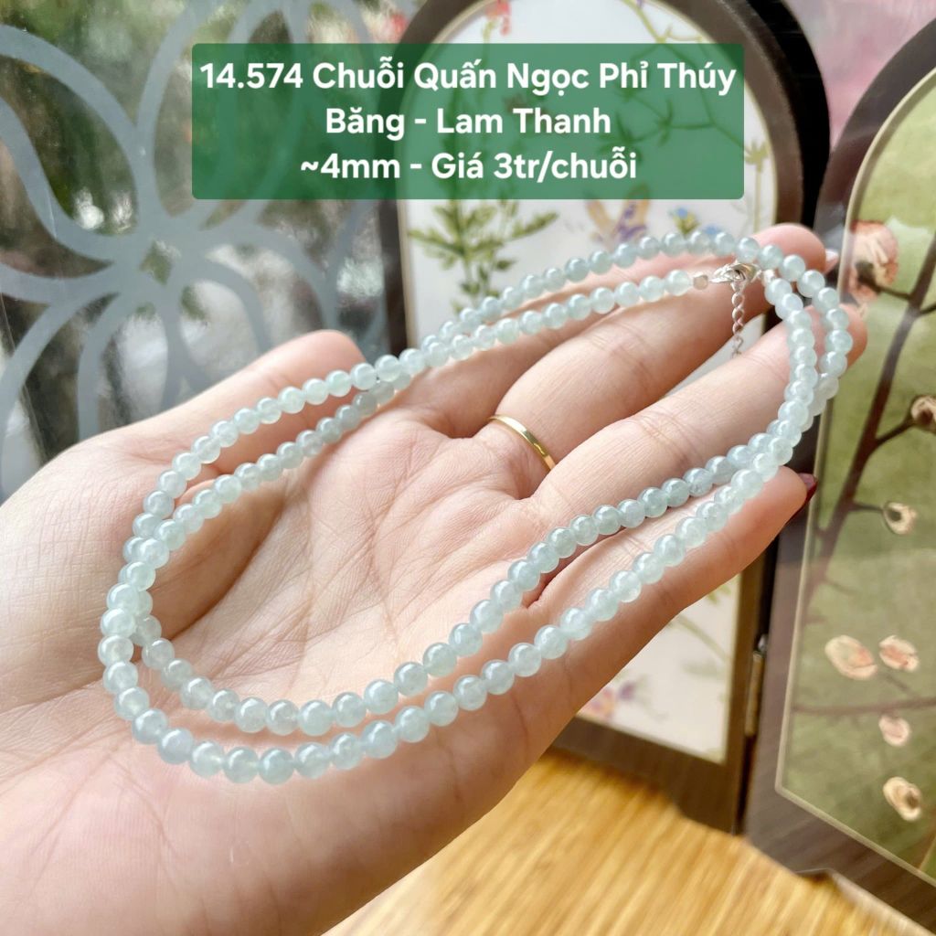 Chuỗi Quấn Ngọc Phỉ Thúy Băng Lam Thanh ~4mm 14.574