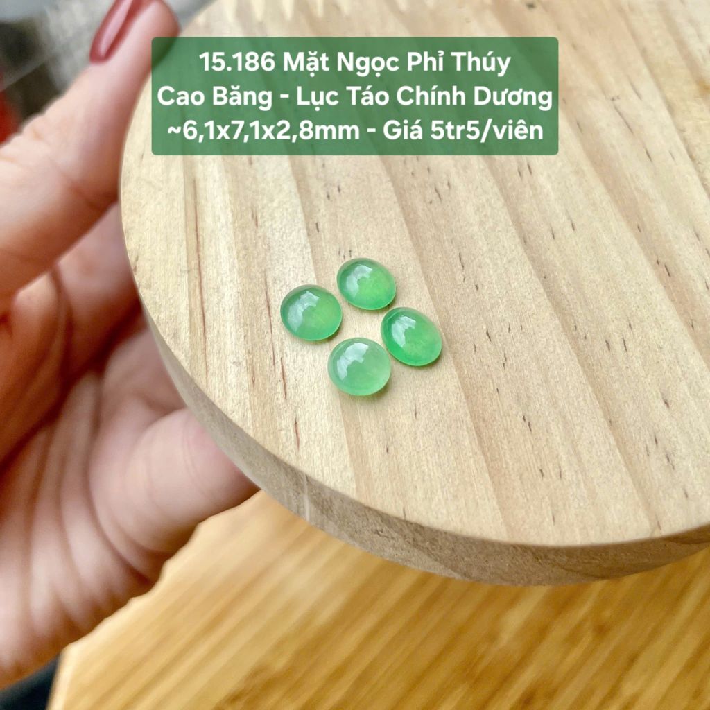 Mặt Ngọc Phỉ Thúy Cao Băng - Lục Táo Chính Dương ~6,1x7,1x2,8mm 15.186