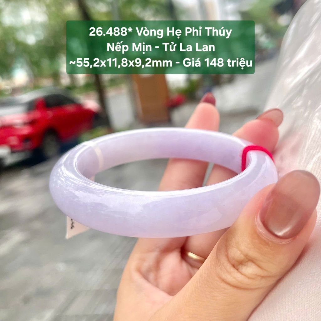 Vòng Hẹ Phỉ Thúy Nếp Mịn - Tử La Lan ~55,2x11,8x9,2mm 26.488*
