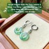 131.86 Khuyên Tai Phỉ Thuý Jadeite A - Băng - Cao Băng - Lão - Hoa Bay Lục Cay - VV14K - Mois Tấm ~ 16x3,8mm