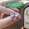 132.1 Khuyên Tai Phỉ Thuý Jadeite A - Băng -  Cao Băng - Lão - Lam - VT14K - Mois Tấm ~6x6,8mm