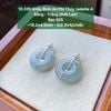 10.339 Khấu Bình An Phỉ Thuý Jadeite A - Băng - Trắng Phớt Lam - Bạc 925 ~19,2x4,5mm