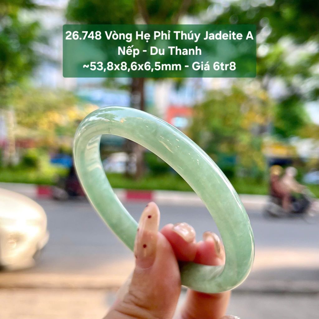 26.748 Vòng Hẹ Phỉ Thuý Jadeite A - Nếp - Du Thanh ~53,8x8,6x6,5mm