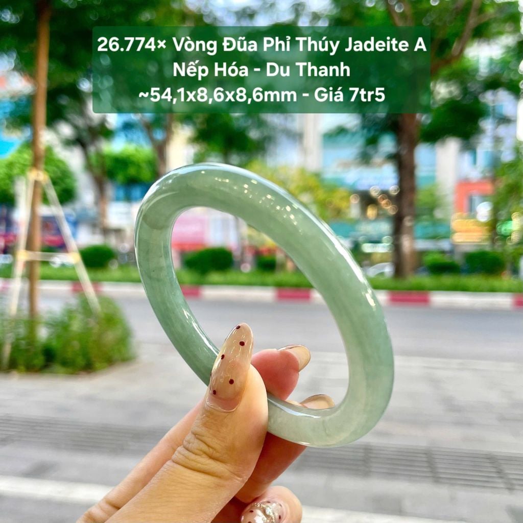 26.774x Vòng Đũa Phỉ Thuý Jadeite A - Nếp Hoá - Du Thanh ~54,1x8,6x8,6mm