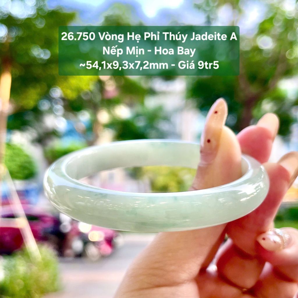 26.750 Vòng Hẹ Phỉ Thuý Jadeite A - Nếp Mịn - Hoa Bay ~ 54,1x9,3x7,2mm