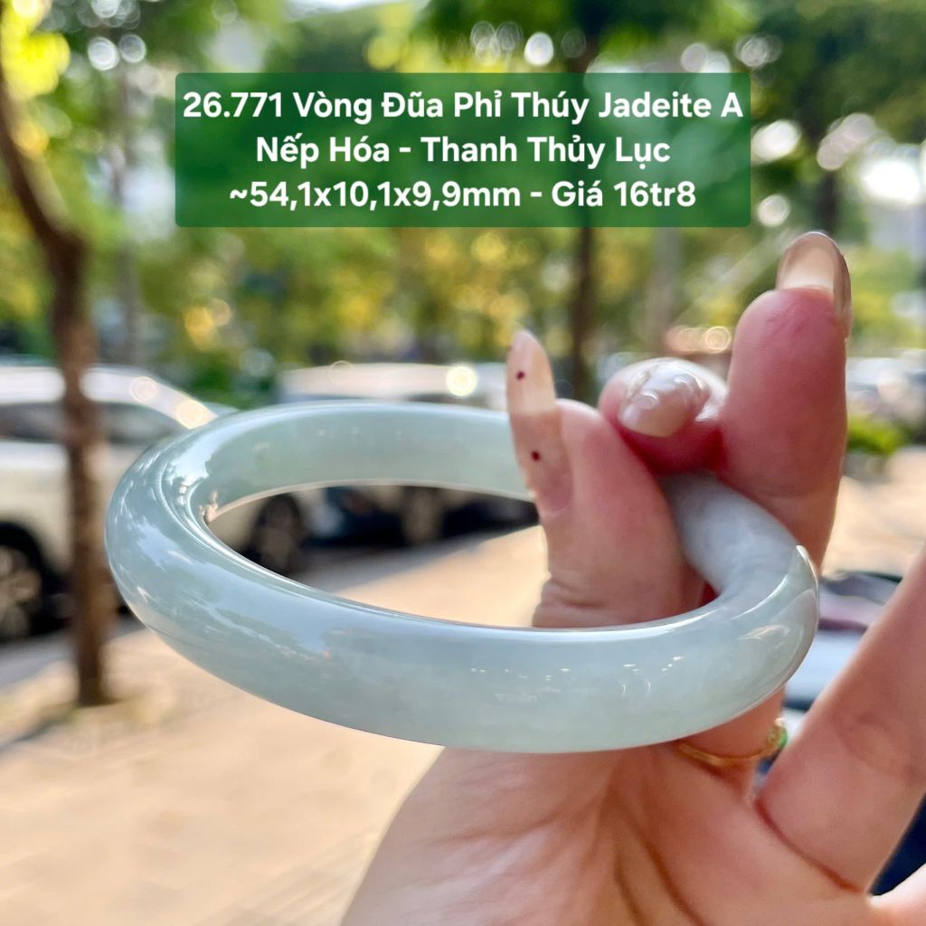 26.771 Vòng Đũa Phỉ Thuý Jadeite A - Nếp Hoá - Thanh Thuỷ Lục ~54,1x10,1x9,9mm
