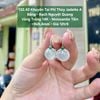 132.42 Khuyên Tai Phỉ Thuý Jadeite A - Băng - Bạch Nguyệt Quang - VT14K - Mois Tấm ~ 9x9,4mm