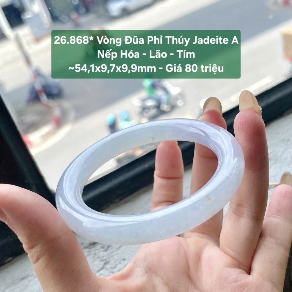 26.868* Vòng Đũa Phỉ Thuý Jadeite A - Nếp Hoá - Lão - Tím ~ 54,1x9,7x9,9mm