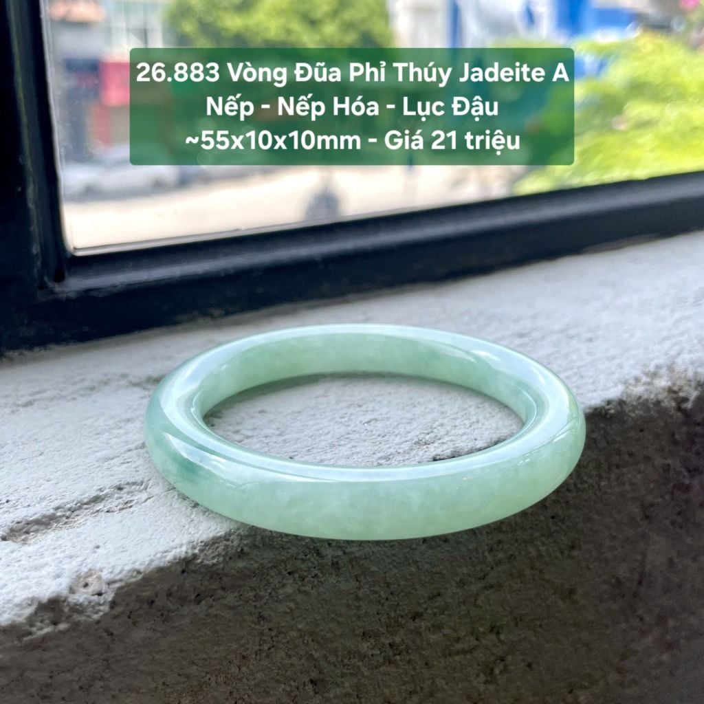 26.883 Vòng Đũa Phỉ Thuý Jadeite A - Nếp - Nếp Hoá - Lục Đậu ~ 55x10x10mm