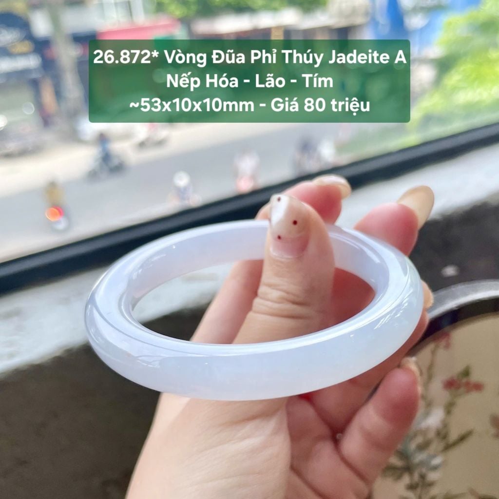 26.872* Vòng Đũa Phỉ Thuý Jadeite A - Nếp Hoá - Lão - Tím ~ 53x10x10mm