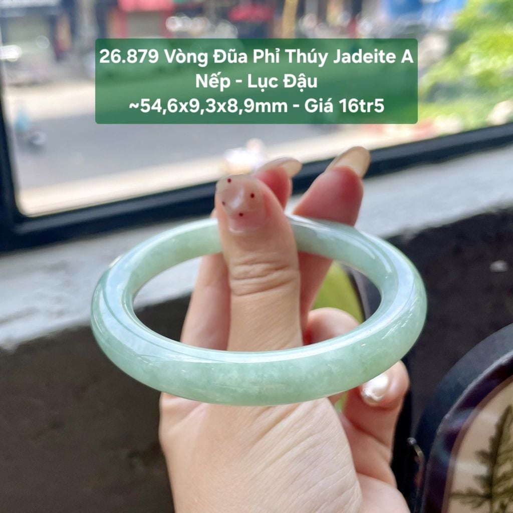 26.879 Vòng Đũa Phỉ Thuý Jadeite A - Nếp - Lục Đậu ~ 54,6x9,3x8,9mm