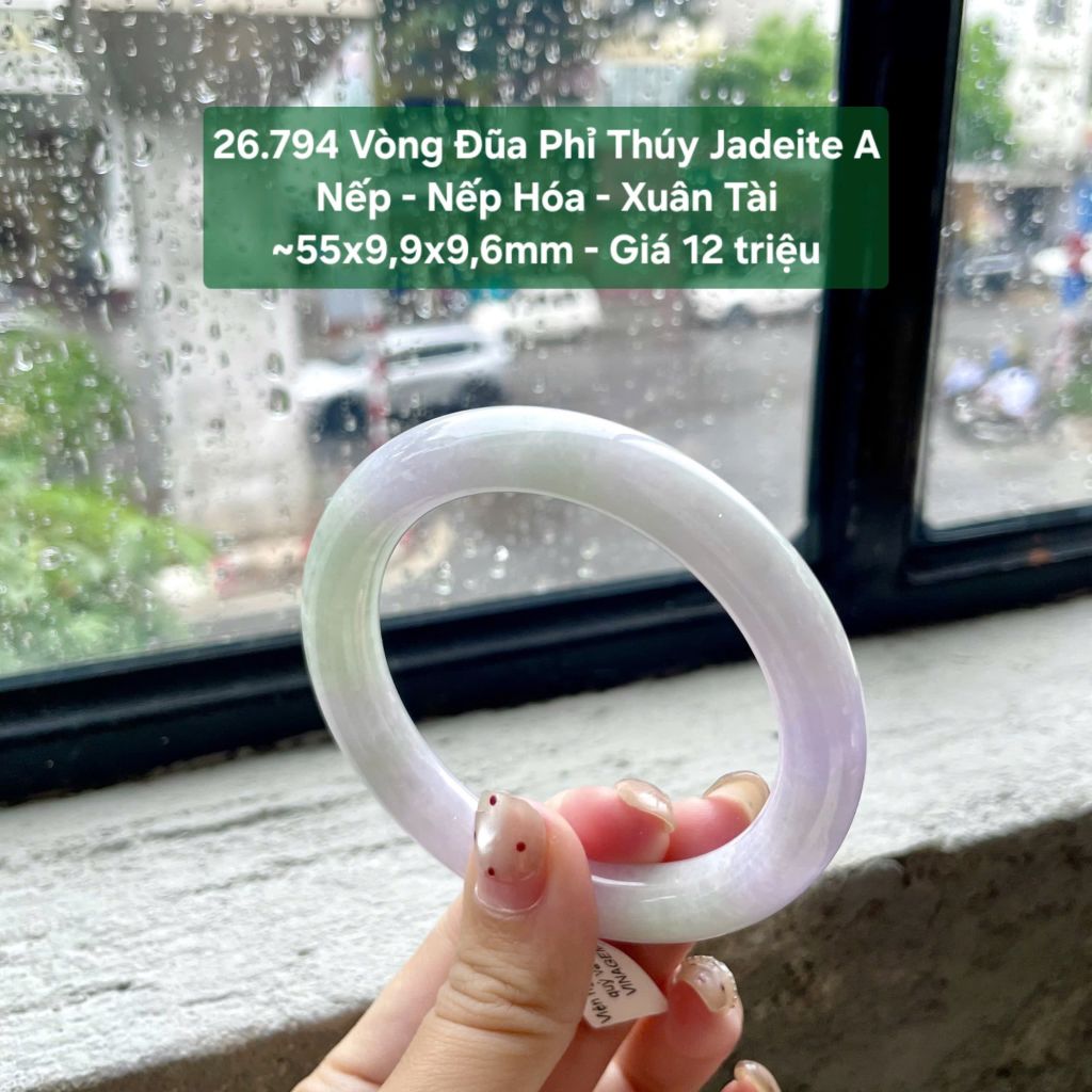 26.794 Vòng Đũa Phỉ Thuý Jadeite A - Nếp - Nếp Hoá - Xuân Tài ~ 55x9,9x9,6mm