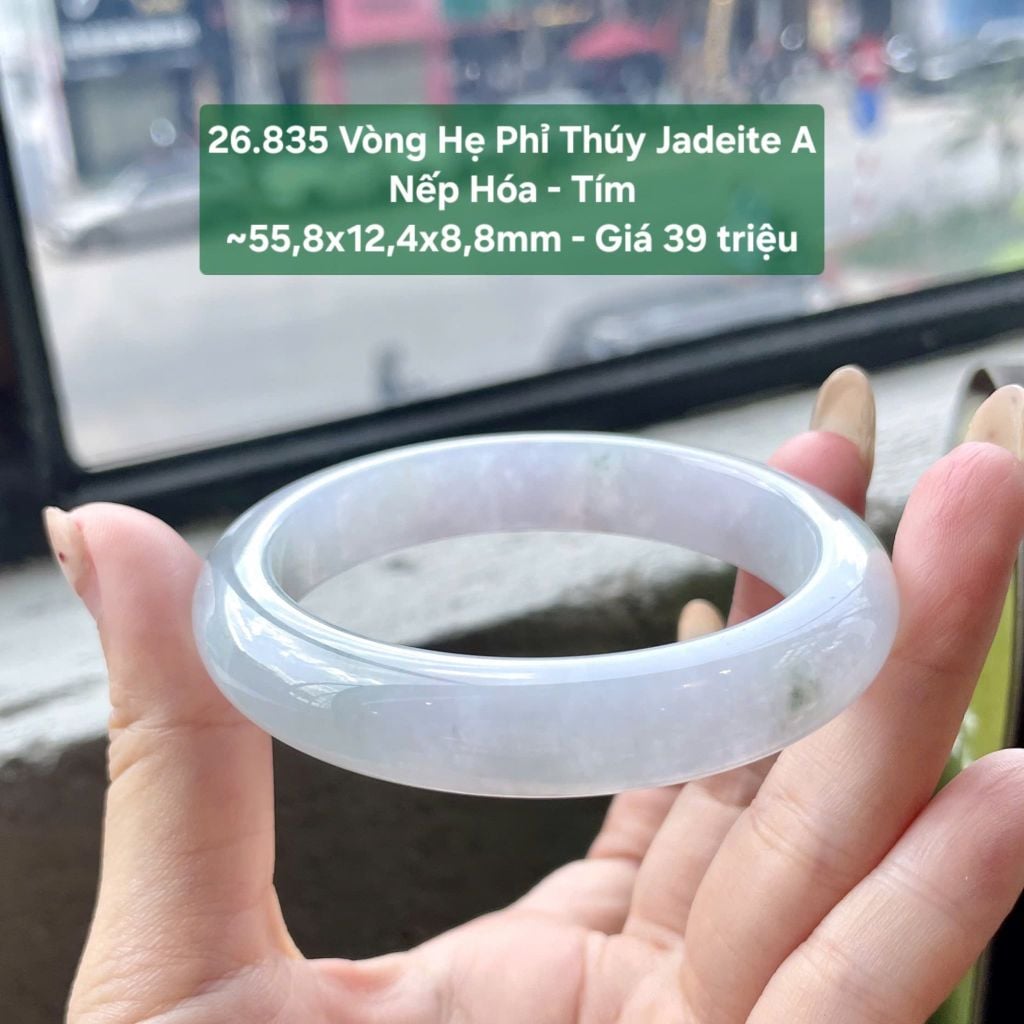 26.835 Vòng Hẹ Phỉ Thuý Jadeite A -Nếp Hoá - Tím ~ 55,8x12,4x8,8mm