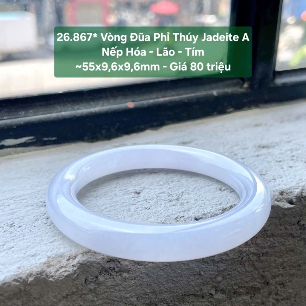 26.867* Vòng Đũa Phỉ Thuý Jadeite A - Nếp Hoá - Lão - Tím ~ 55x9,6x9,6mm
