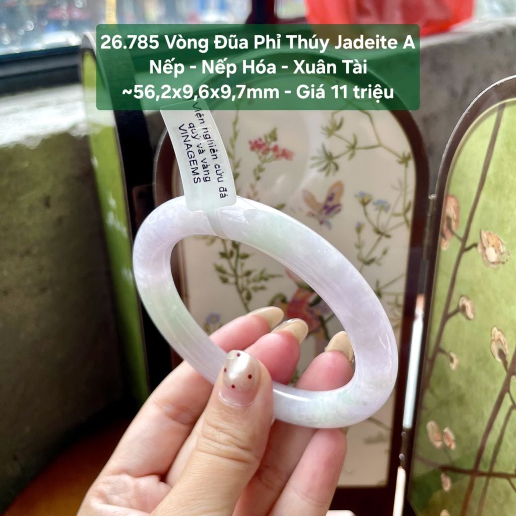 26.785 Vòng Đũa Phỉ Thuý Jadeite A - Nếp - Nếp Hoá - Xuân Tài ~ 56,2x9,6x9,7mm